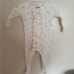 Mud Pie InOnesie with Pink Floral Accents size 6-9 months
